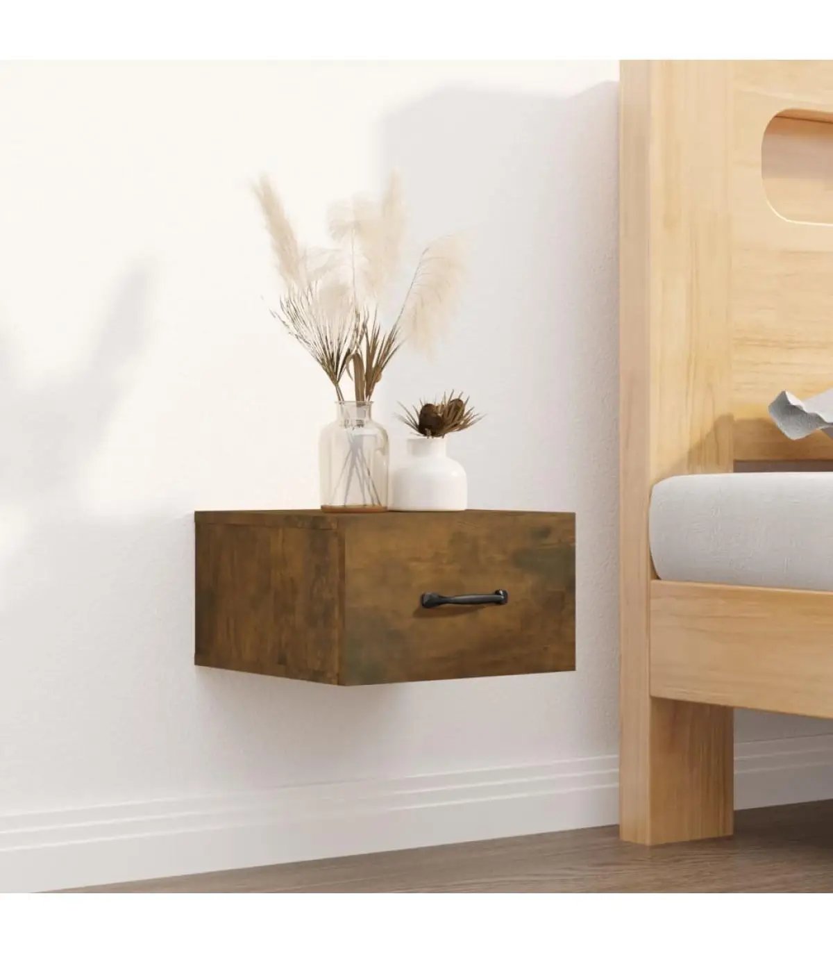 Bedside tables Wall bedside table oak smoky 35x35x20 cm