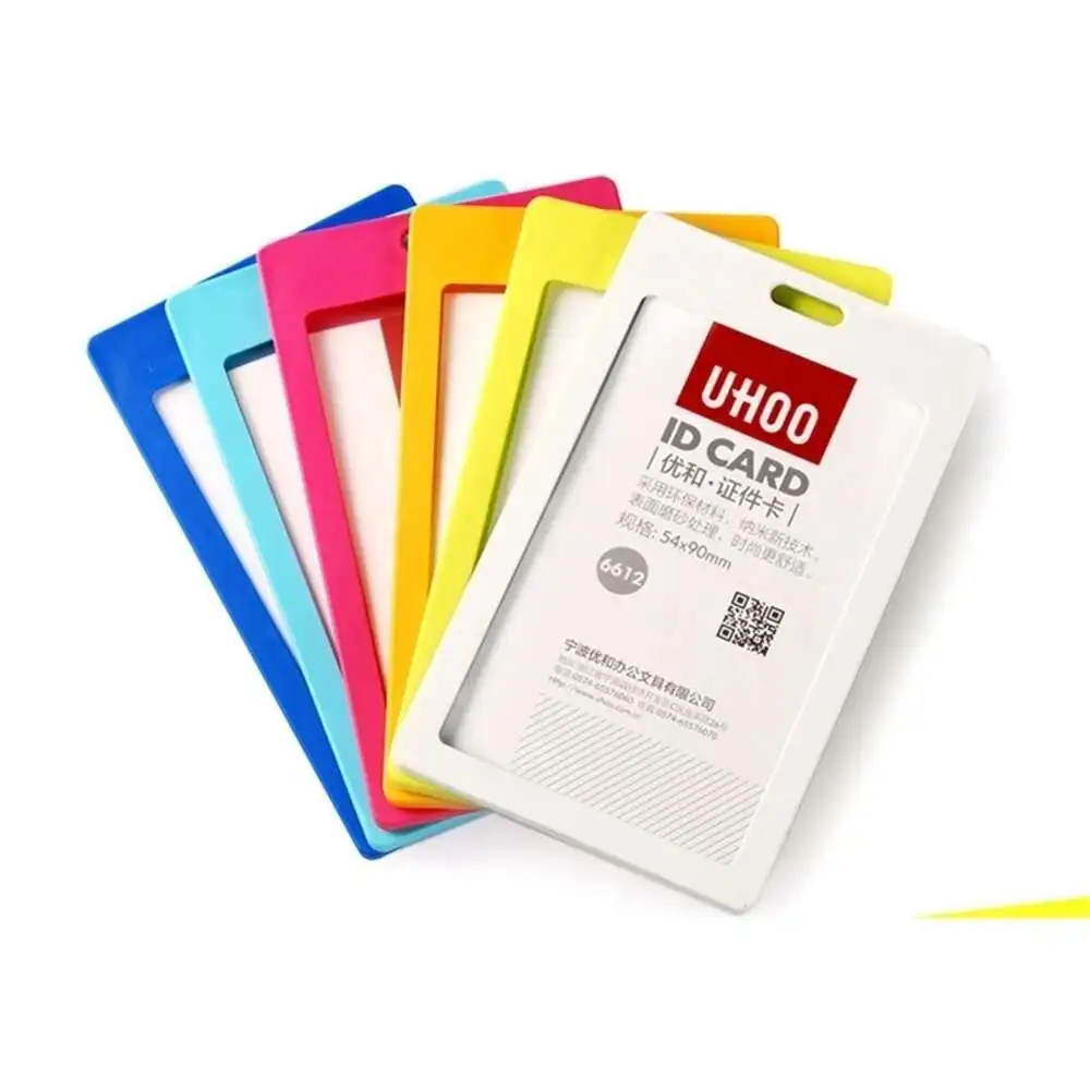 Candy Colors 90*54mm Id Card Holder Horizontal Vertical Cartoon Plastic Badge Holder