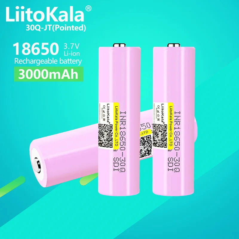 

3PCS LiitoKala 30Q 3.7V 3000mah 18650 Battery INR18650 30Q 20A Rechargeable Li-ion Battery Replacement Exteral battery