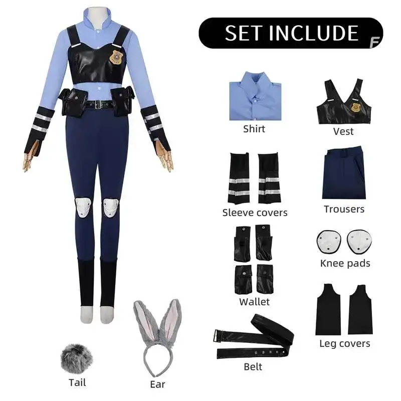 

Judy Hopps Cosplay Costumezootopia Carnival Uniform Wig Anime Halloween Costumes Game Women