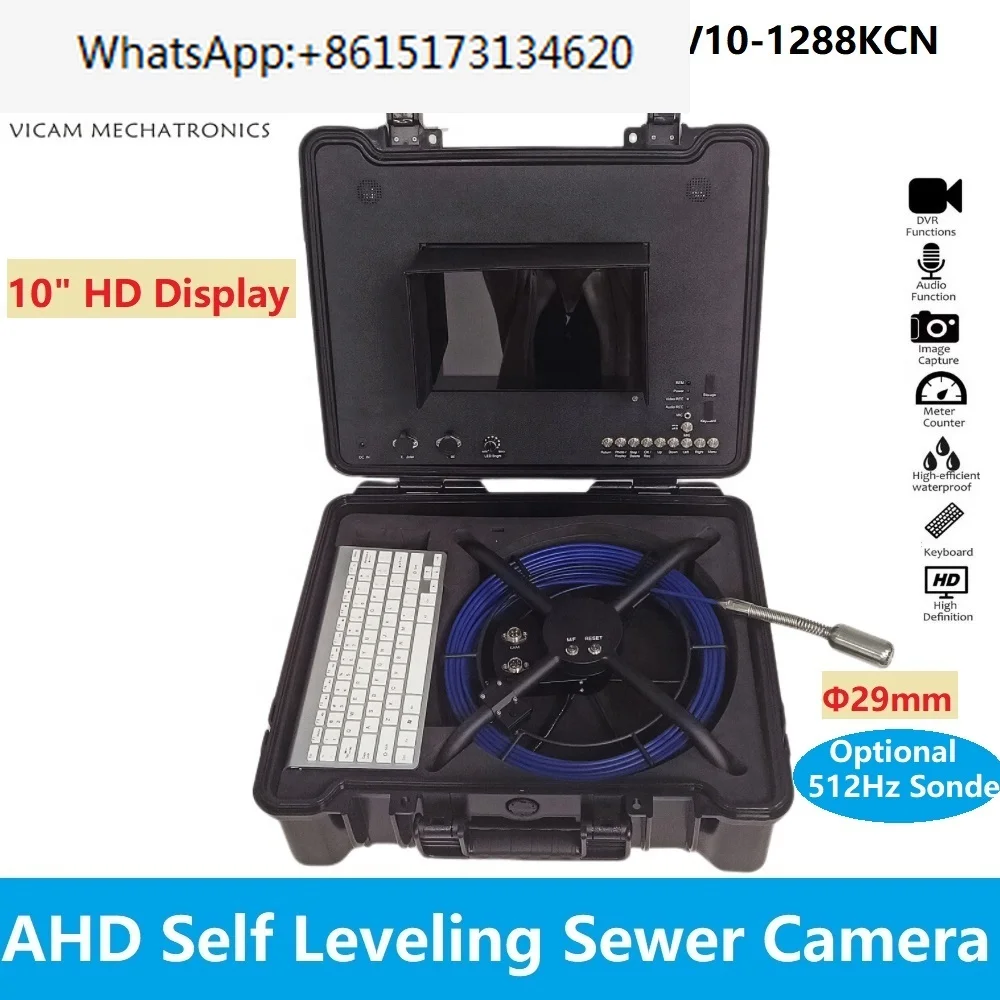 10 inch HD Screen 29mm Self Leveling Pipe Inspection Camera for water wells borescope endoscope camera with meter counter