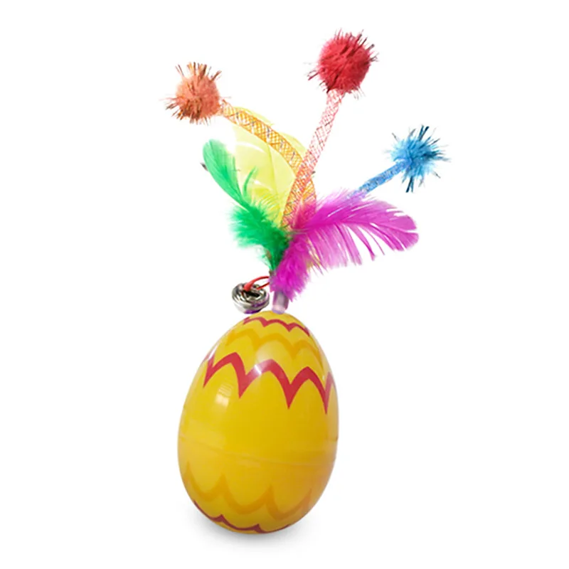 Bell  toy self-hi to relieve boredom ball Easter egg tumbler rocking toy chicken feather stick feather