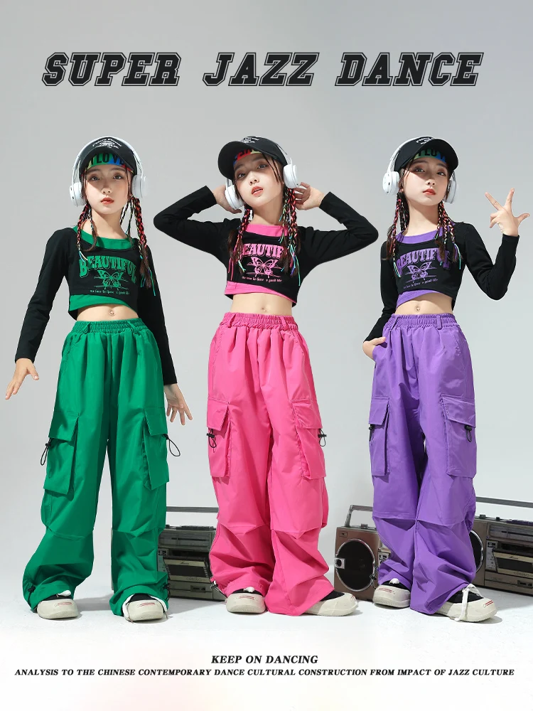 Children Street Dance Clothes Hip Hop Jazz Dance Performance Clothes Girls Dopamine Modeling Runway Clothes Junior jazz Suit