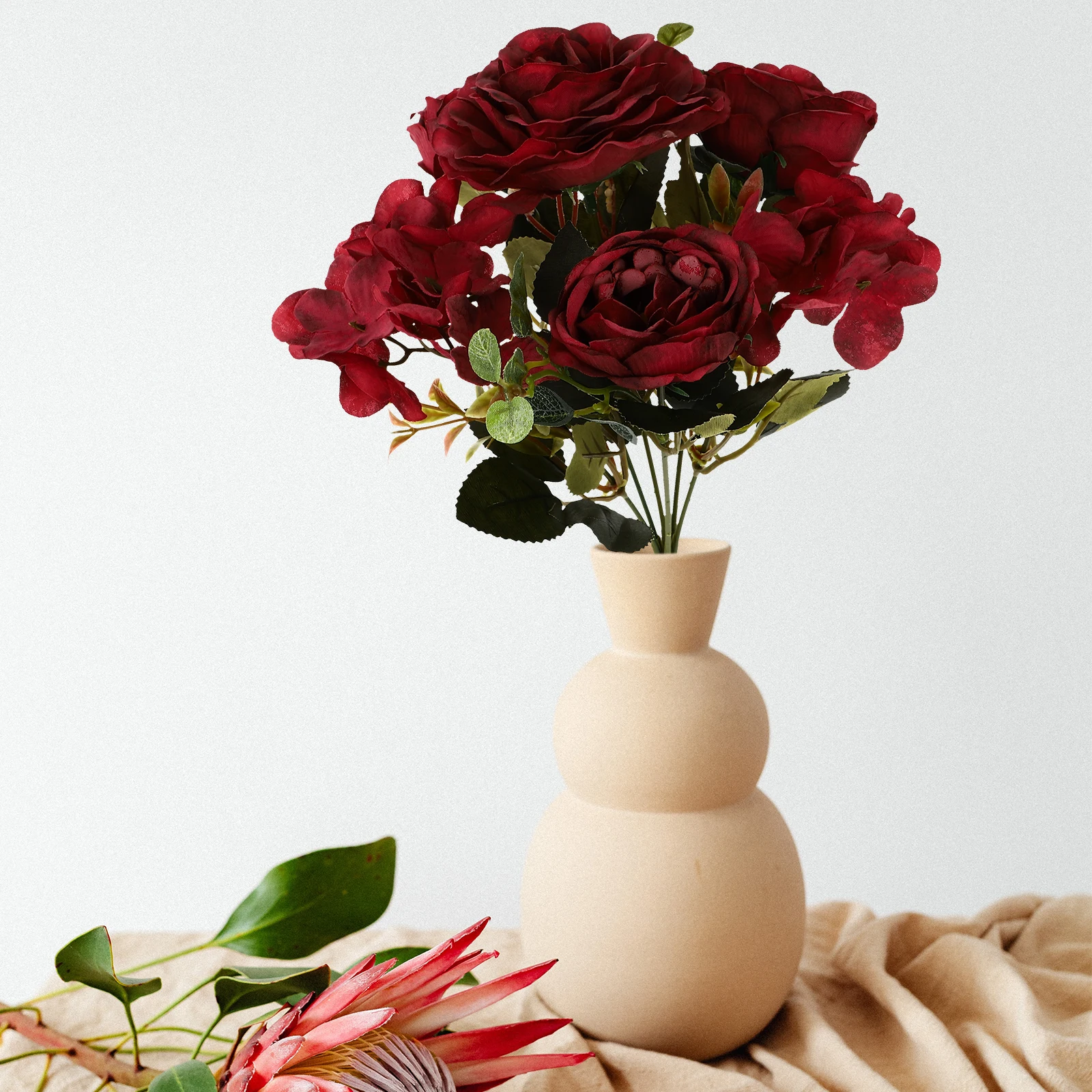 

2pcs Realistic Plastic Simulated Peony Bouquet Wedding Flower Decor Home Living Room Table Setting Diy Prop Artificial Flower