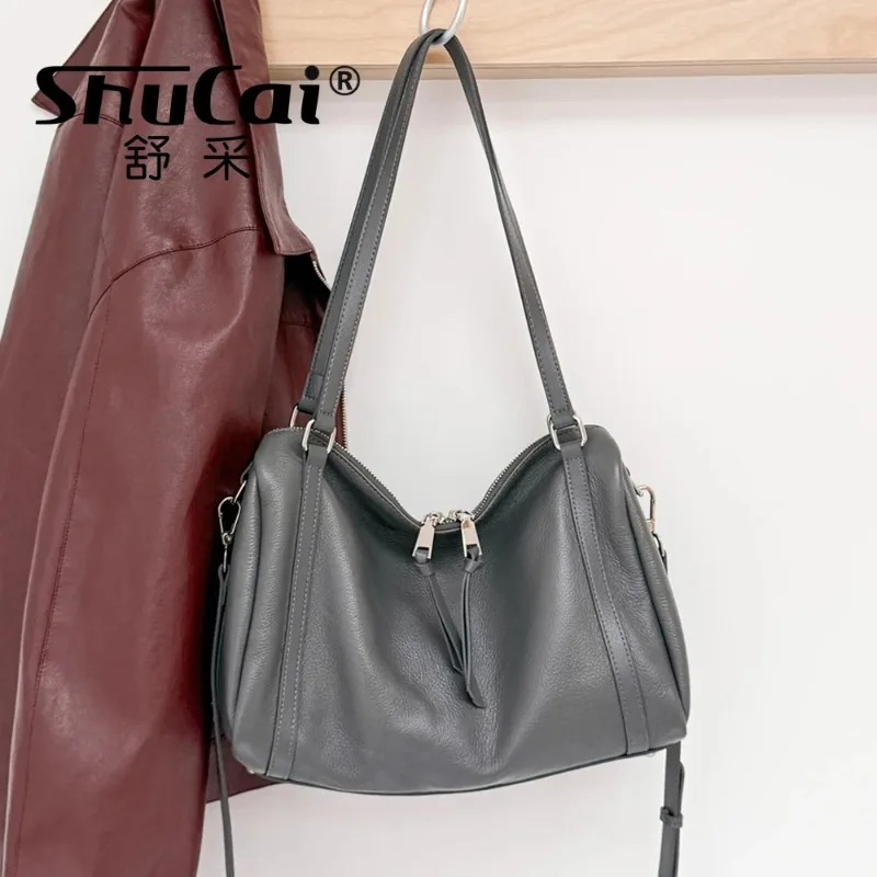 

Genuine Leather Fashion Women's Shoulder Crossbody Bag Luxury Designer Brand Ladies Large Tote for Woman Soft Cowhide Female New