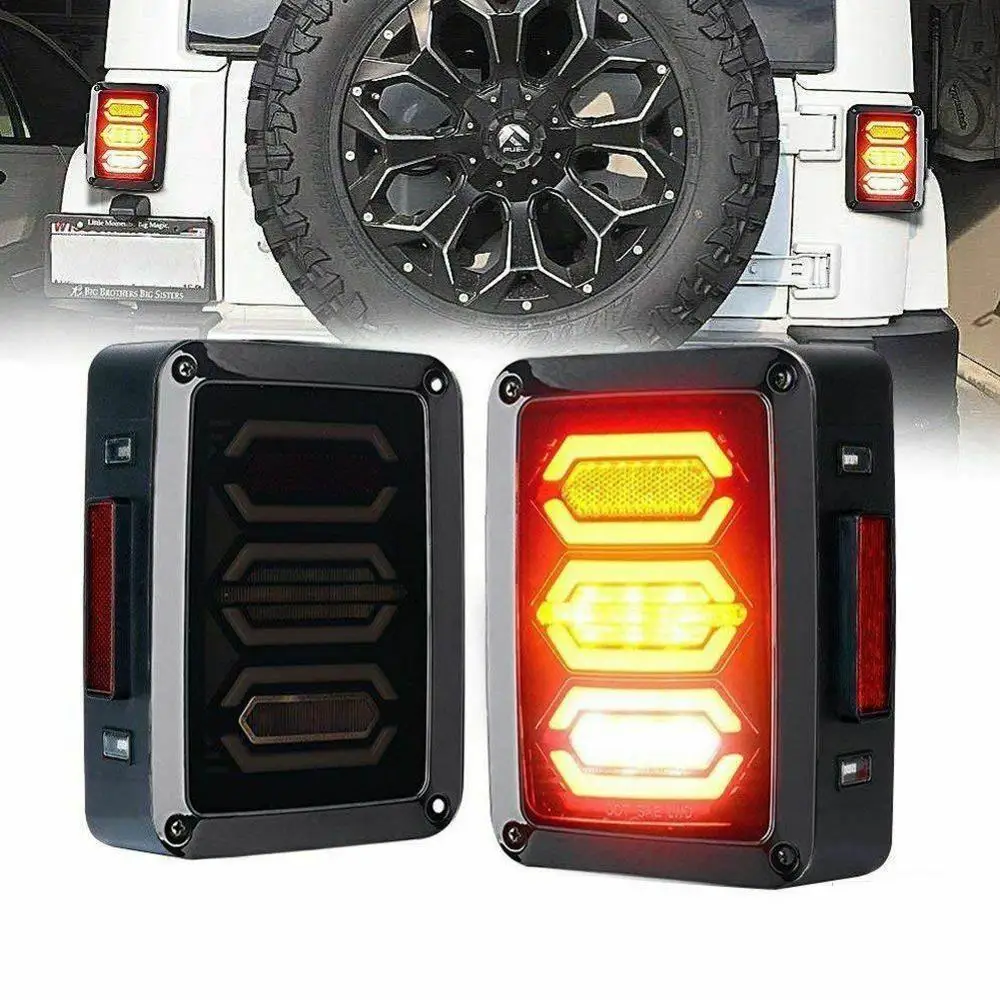 USA/EU edition LED Diamond Tail Light Black with Smoke Lens For 07-18 Jeep Wrangler JK JKU Sports Freedom Rubicon 07-17