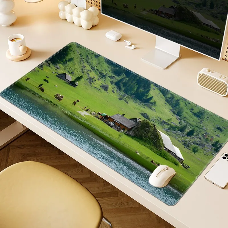 

Новый коврик для мыши с защитой для глаз, большой, высококачественный, пейзажный зеленый, для офисного настольного компьютера, с поддержкой запястья, мягкий коврик для мыши