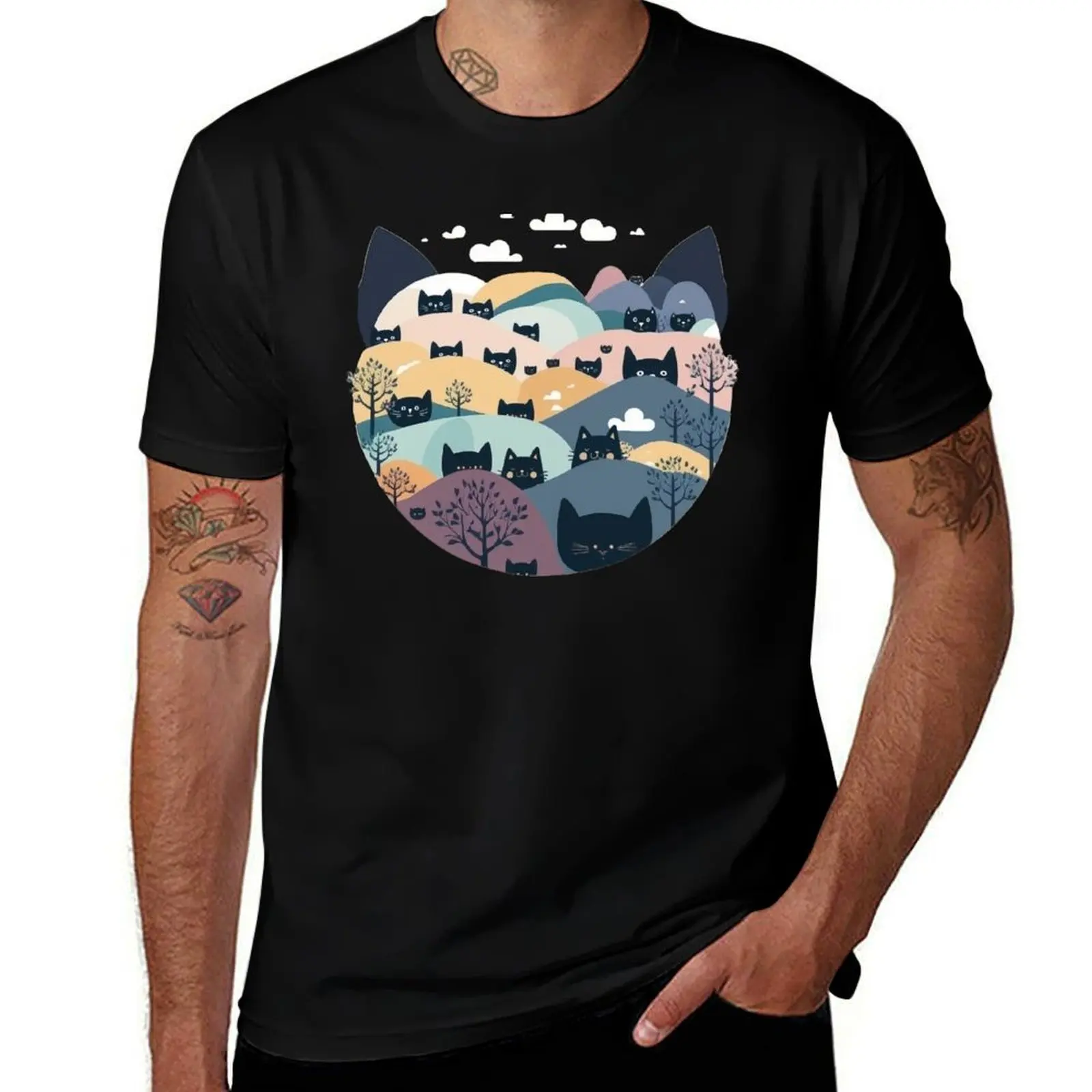 

Cat Landscape 4 T-Shirt man t shirts cotton man t shirt designer T-Shirt