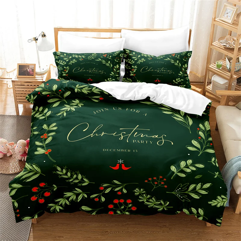 

Christmas Green Duvet Cover Fashion Girls Boys Bedding Set Queen Double Bed Set Comforter Set Children Bedding Duvet Cover Set