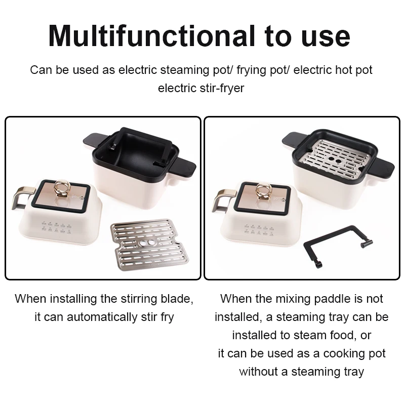 Olla automática inteligente multifunción para freír comida, Robot de cocina, olla arrocera, vaporera de alimentos, calentador de estofado, olla