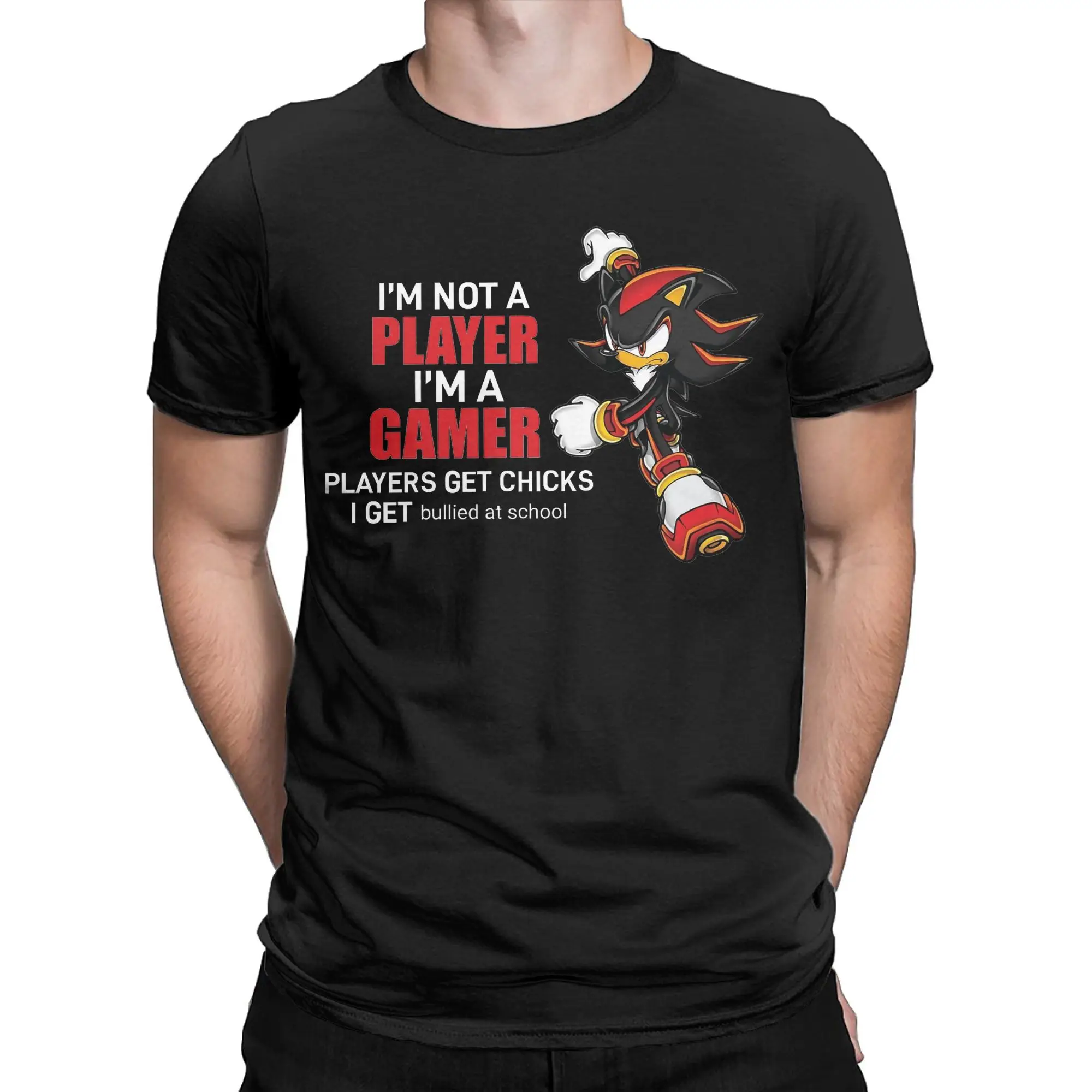 Shadow The Hedgehog Anime Men T Shirt  Funny Tee Shirt Short Sleeve Crew Neck T-Shirt 100% Cotton Summer Tops