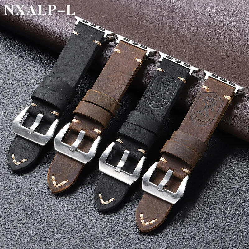 اليدوية جلد البقر حزام ساعة اليد ل سوار ساعة يد آبل Ultra2 49 مللي متر 44 مللي متر 45 مللي متر الجلود سوار ل Iwatch 9 8 7 6 5 SE 40 مللي متر 41 مللي متر 38 مللي متر