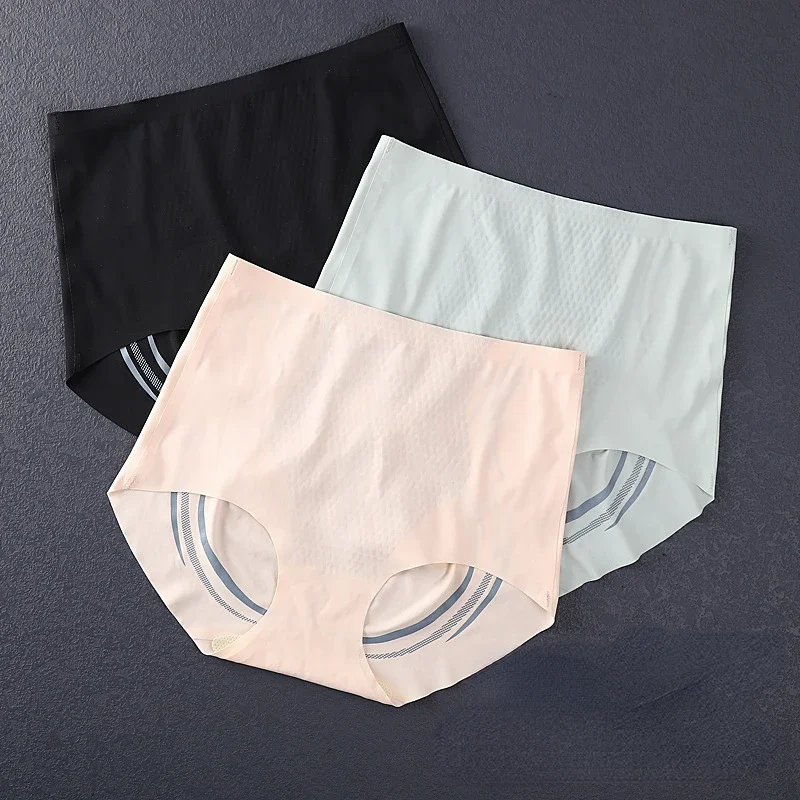 High-waisted Ice Silk Non-marking Women's Panties Antibacterial Crotch Liquid Suspension Pants Tuck Tuck Tuck Up Buttock Briefs