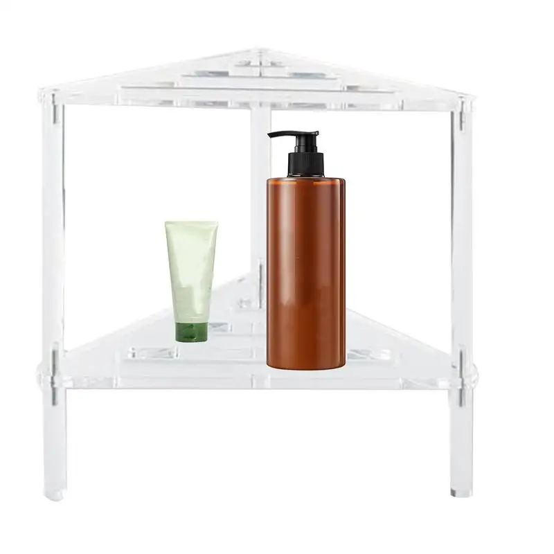 

Corner Shower Bench Waterproof Acrylic Double-Tier Shower Caddies Stable Heavy Duty Bathing Chairs With Storage Shelf For