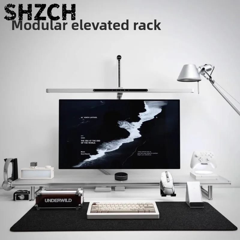 Aluminum Alloy Modular Monitor Stand Acrylic Laptop Riser Storage Organizer for Office Desktop Modern Workspace Metal Holder
