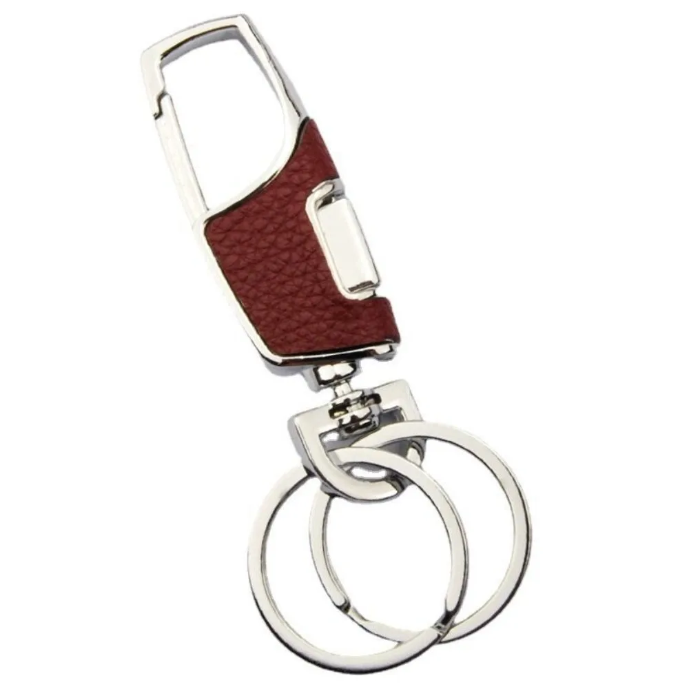 Key Chain Metal Car Keyring 360 Degrees Rotatable Leather Key Chain Waist Hanging Luxury Key Holder Rings Buckle Father