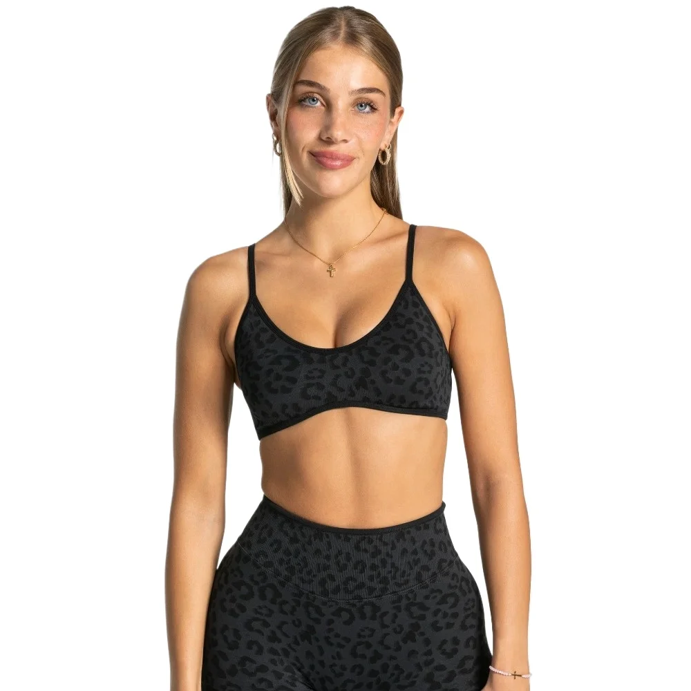 Women's Sports Bra Leopard Contrastline — Seamless