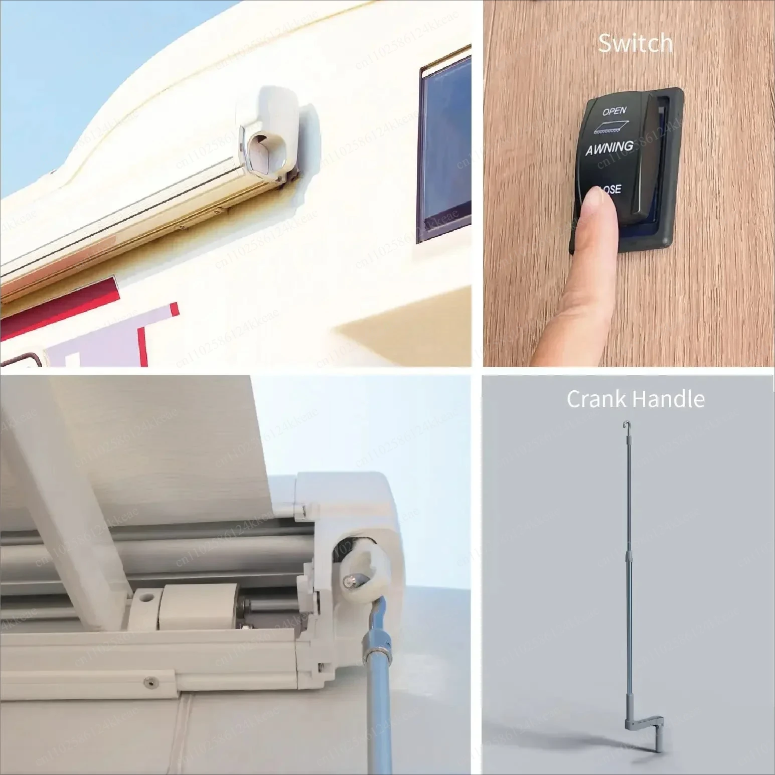 Customizable Waterproof Awnings with Retractable Sides, Manual or Electric Options for Campers, Outdoor RV Accessories