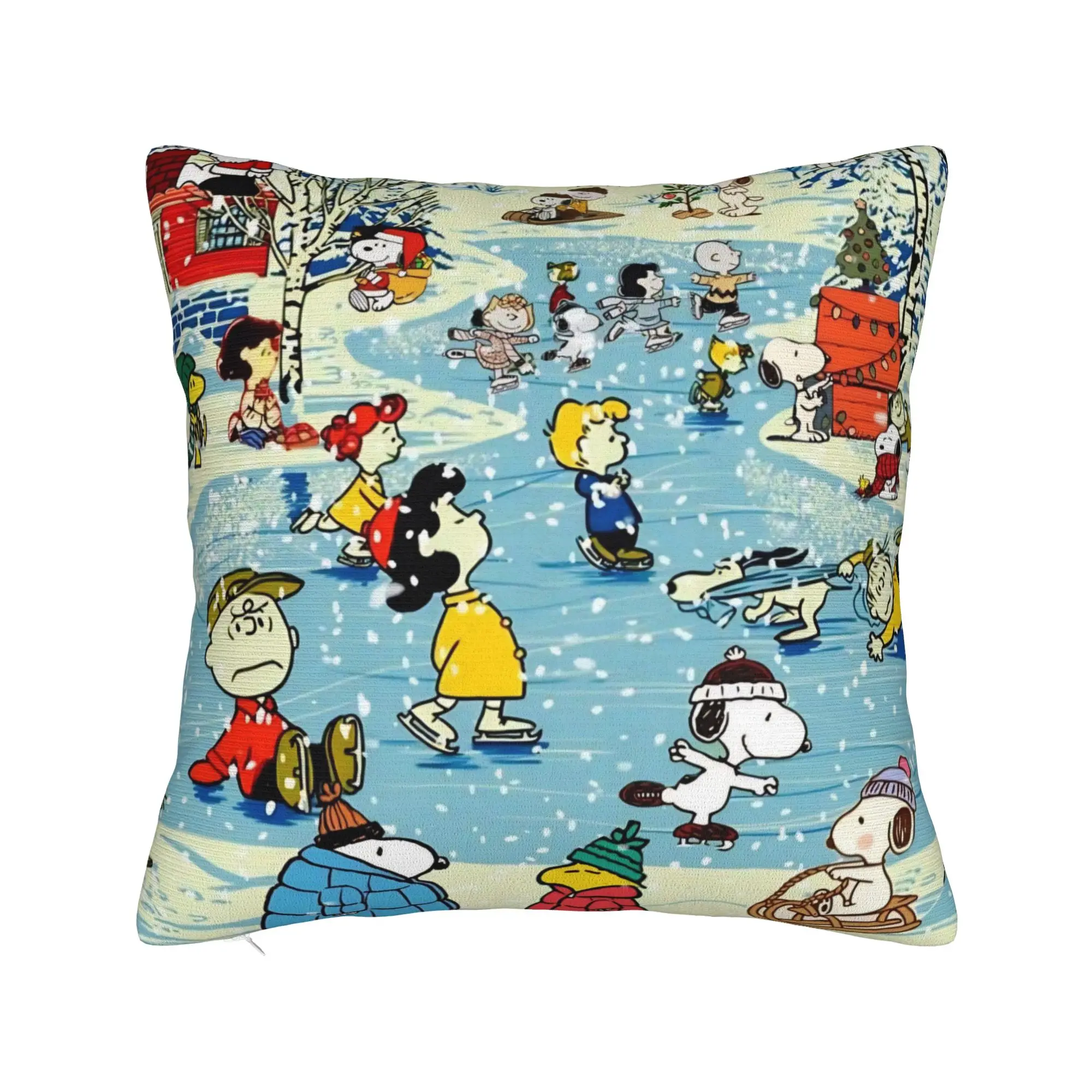 S-Snoopys Xmas Snowman Santa  Square Pillow Cases  Cushion Cover Funny Polyester Decor Pillowcase for Sofa 18