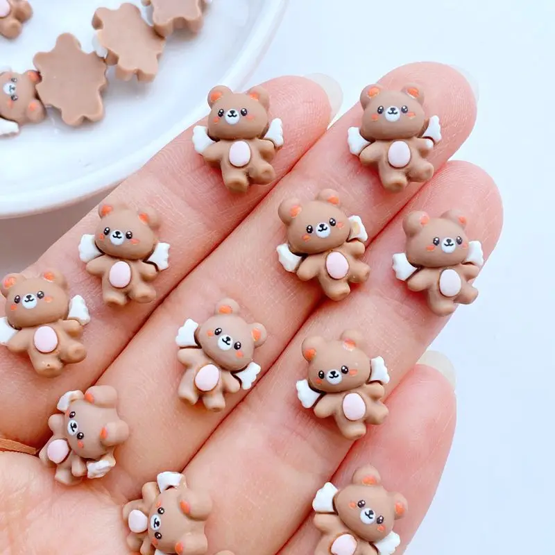 30pcs 3D Resin Nail Charms Cartoon animal Little Flying Bear Star Nail Parts Accessories Kawaii DIY Nail Art Decoration