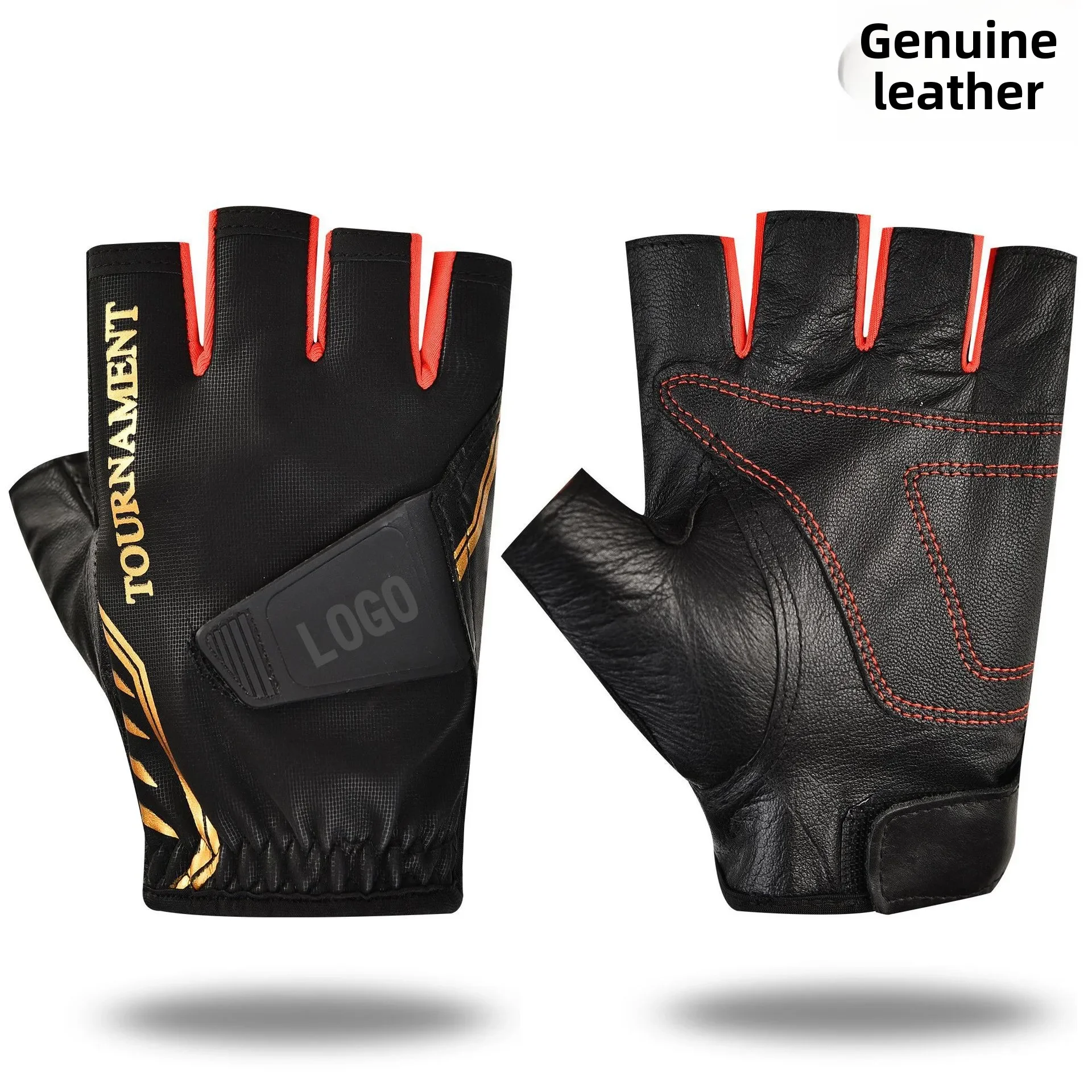 ブランドプロフェッショナル釣り手袋男性用本革ハーフフィンガー 3 本指カット手袋釣り防水手袋