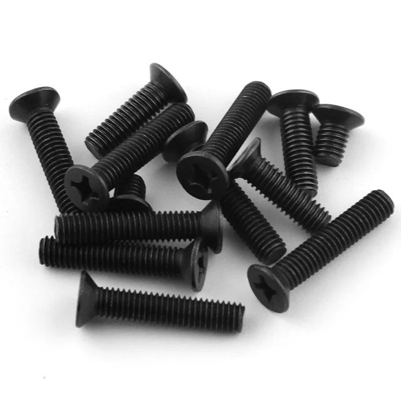 

50pcs. Micro Small Black Conical Head Philips Flat Carbon Steel Screw For Laptop M2.5 M3 Length 4mm/5mm/6mm/8mm