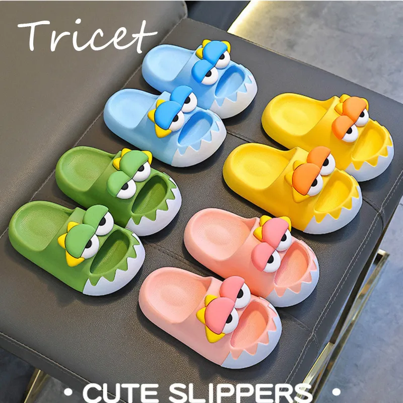 

2025 Cartoon Children's Summer Shoes EVA Dinosaur Room Slippers For Girls Boys Comfortable Soft Non Slip Kids Slippers