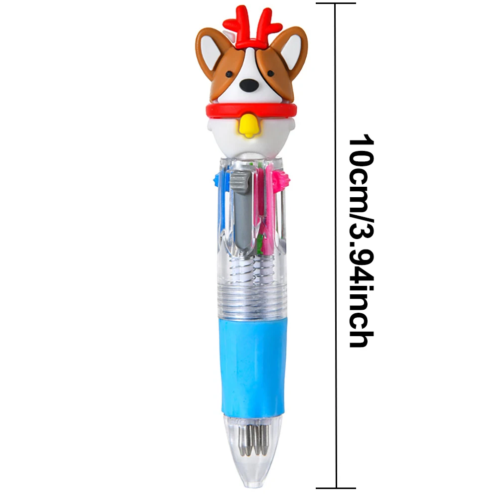 أقلام حبر جاف احتفالية لعيد الميلاد - تصميمات كرتونية متنوعة، حبر 4 ألوان قابل للسحب، قلم كتابة عيد الميلاد للمجلة والهدايا