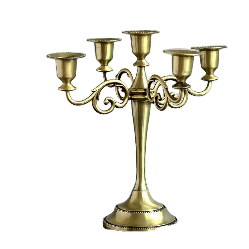 New Retro Home Decor Multi Cup Mouth Tea Textured Bronze Metal Candle Holder