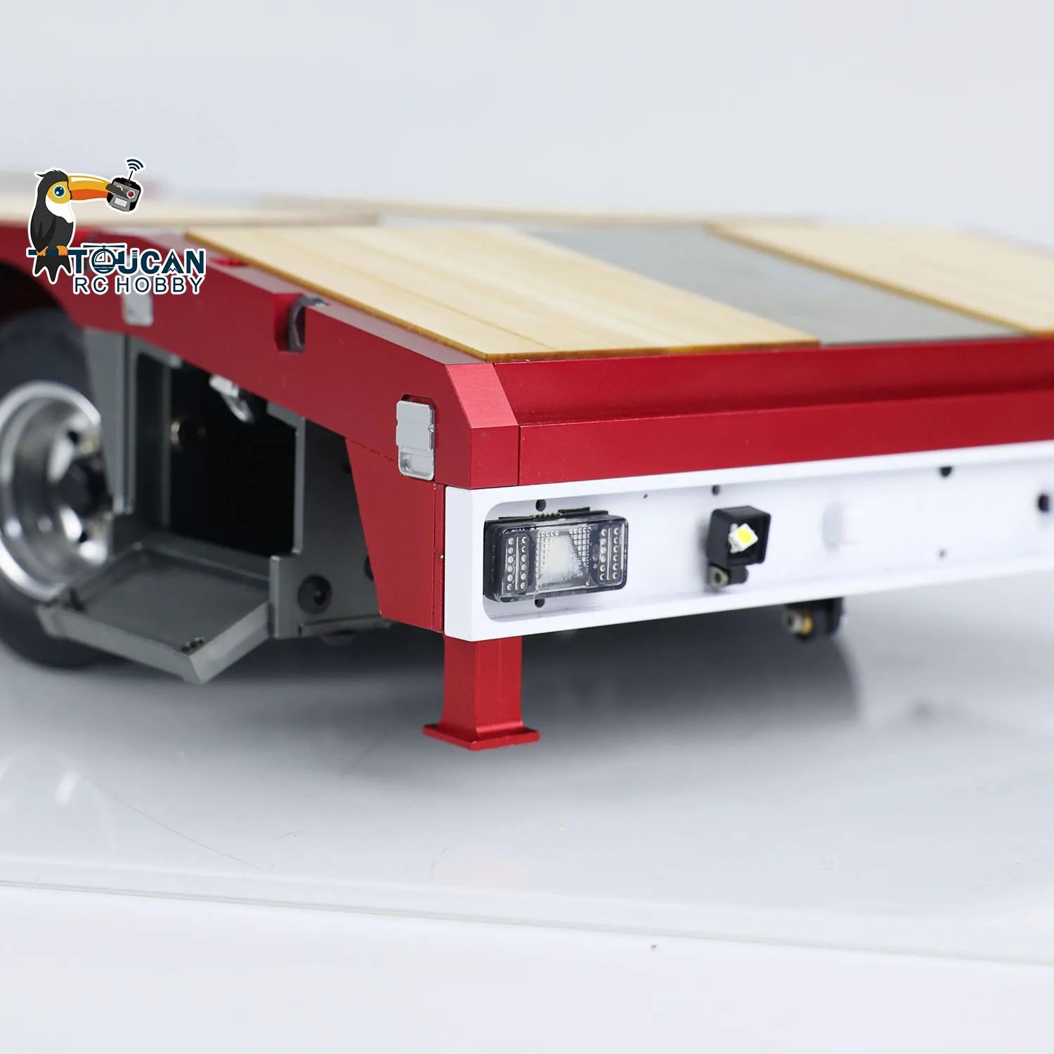  1/14 Scale RC Metal Trailer 3 Axles Extendible Trailer Model LED Lights for DIY Models Controlled Tractor Truck Car TH24281