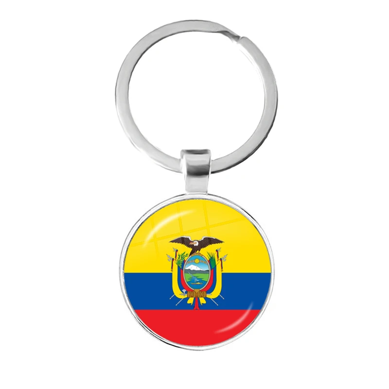 The Commonwealth of Dominica,Saint Lucia,Saint Vincent and the Grenadines,Barbados,Grenada,Ecuador National Flag Glass Keychain