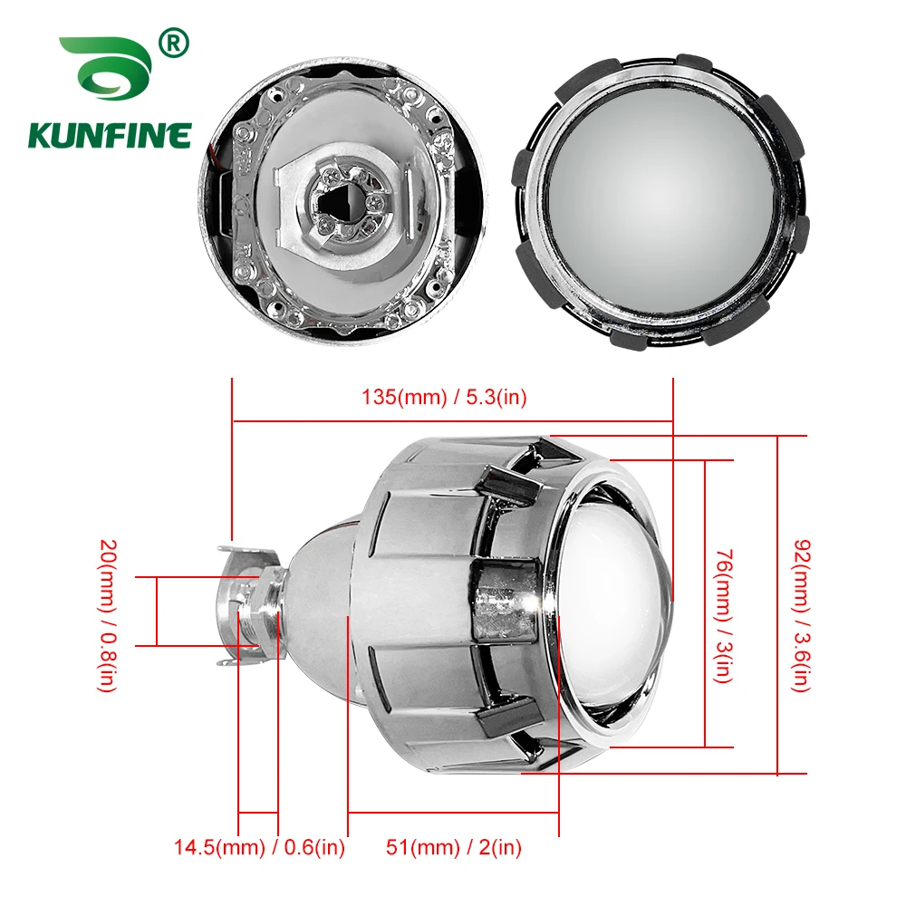 2PCS 2.5 inch Car Bi Xenon HID Projector Lens Shrouds High Low Beam for Car Headlight H4 H7 Socket use H1 Halogen or Xenon Bulb
