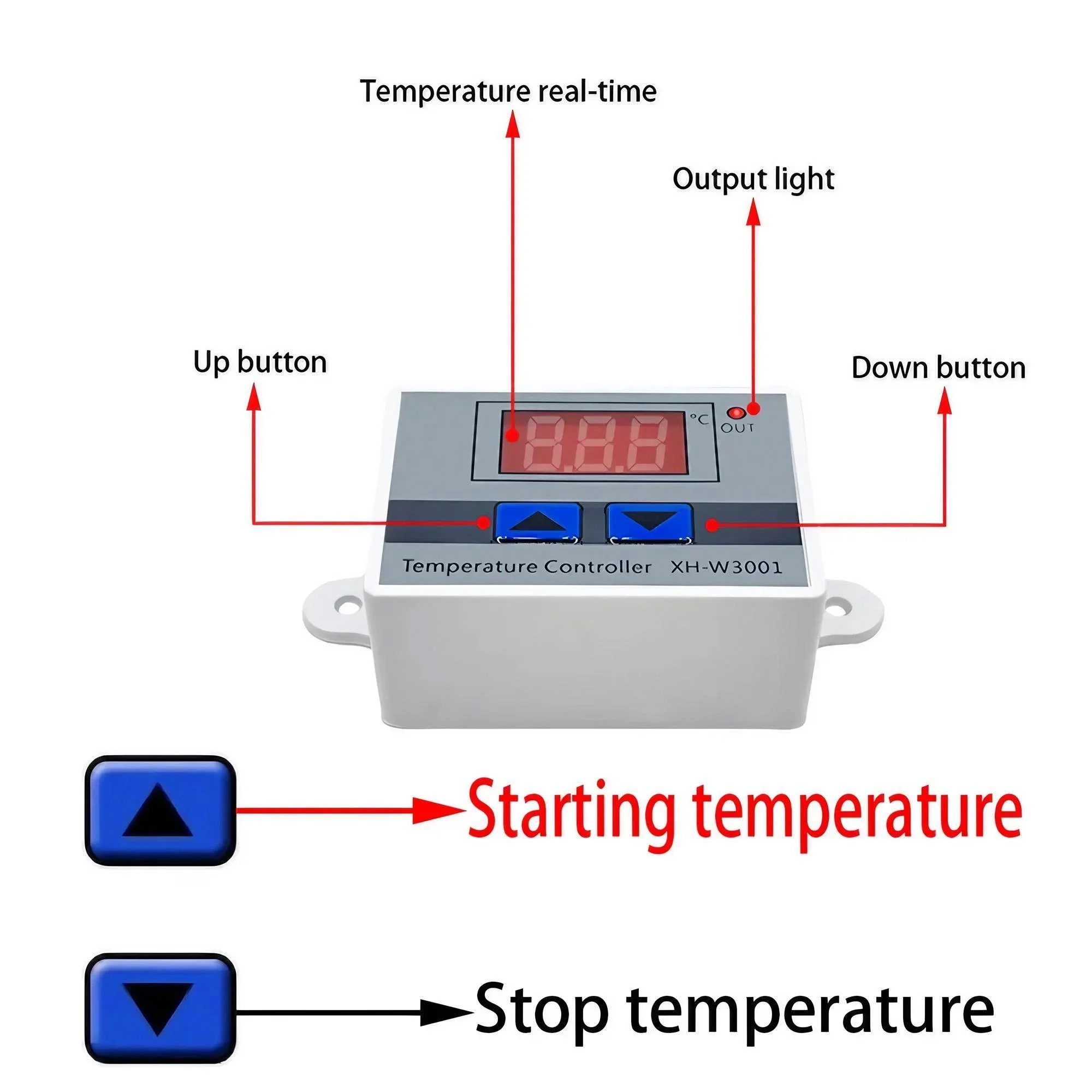 Digital Temperature Controller XH-W3001 for Microcomputer Temperature Control Ideal for Various Temperature Control Applications