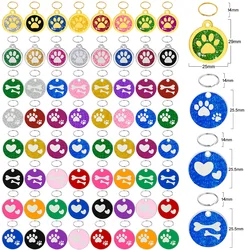 100Pcs Dog Id Tag Metal Labels Heart Flower Round Shiny Handmade Color Alloy Charm Hand Made Clothing Accessories KeyRing