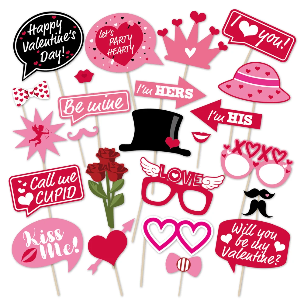 

25pcs Creative Multi-Color Paper Photo Shooting Props Gift Set Suitable For Parties Valentine's Day Weddings