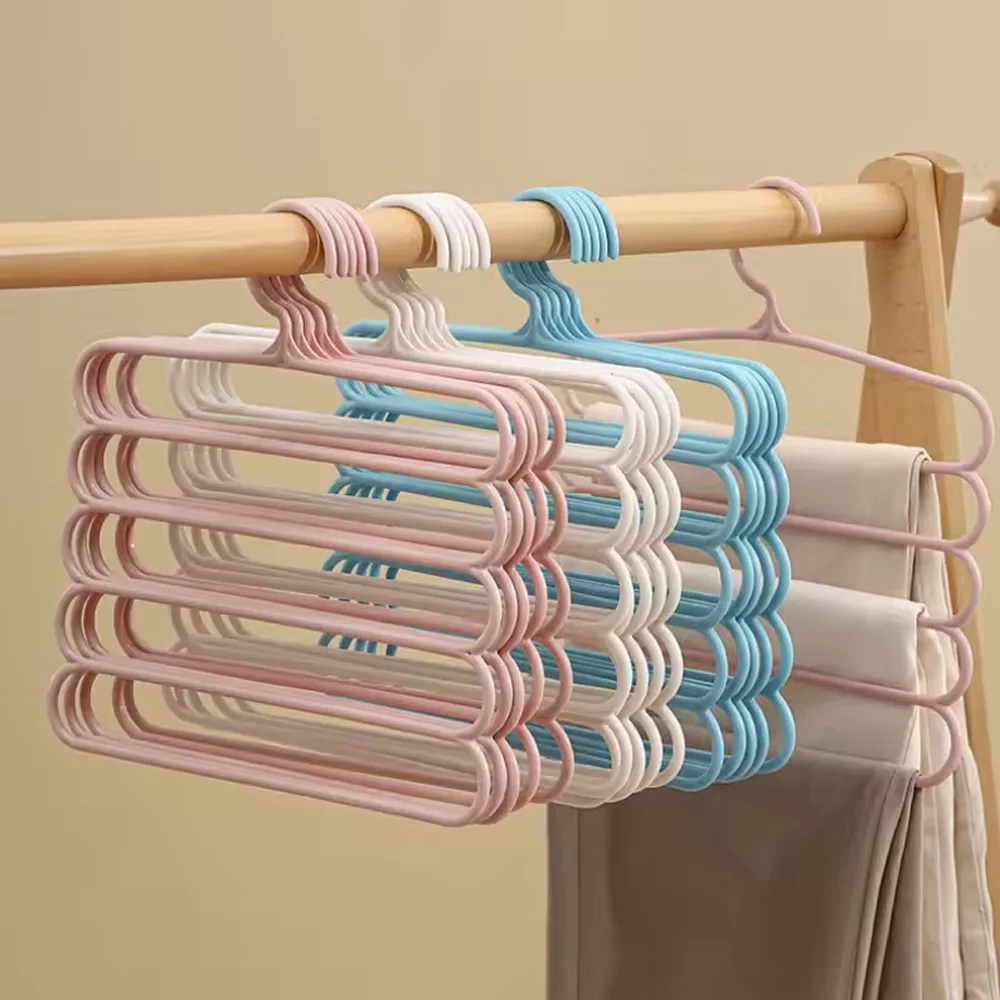 

3-20PCS Thickened 5-layer Pants Rack Storage Creative Anti-slip Clothes Hanger Storage Organization Rack Pants Clip Hanging Rack
