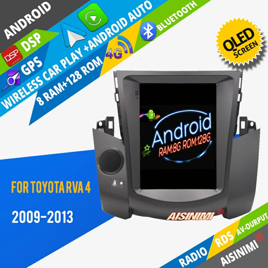 

AISINIMI Android 13 автомобильный Dvd-плеер для Toyota RAV4 2009-2013 Автомобильная аудиосистема gps для стереомонитора в стиле Тесла