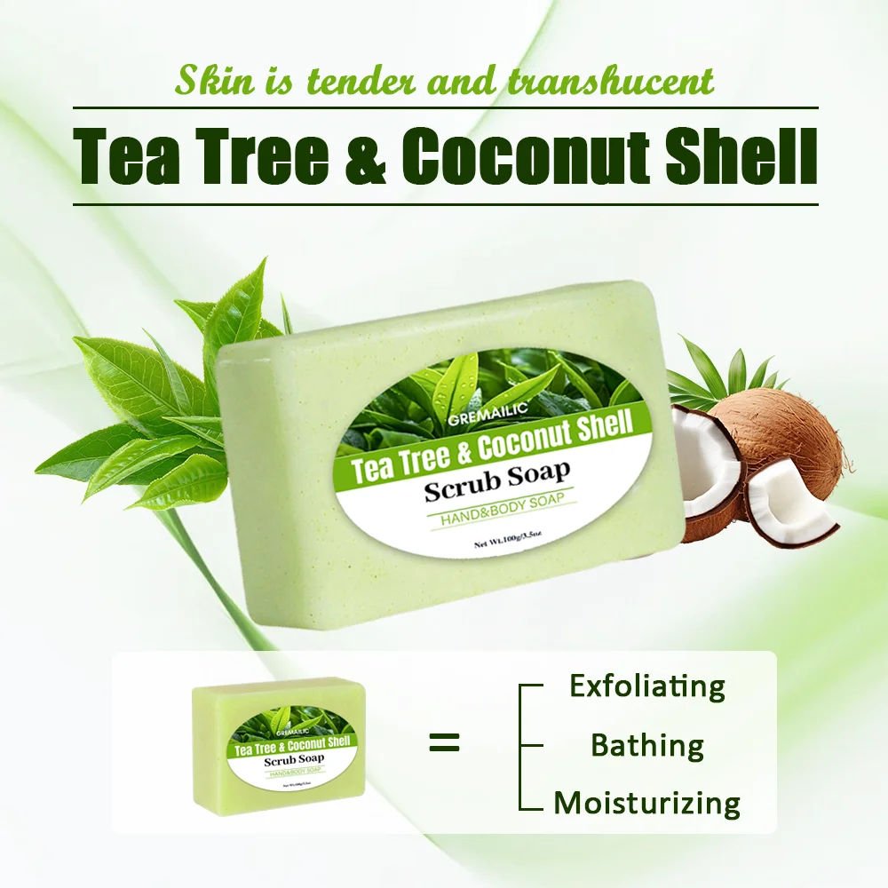 صابون الجسم بالشاي الأخضر والفحم - ينظف عميق/تقشير، يهدئ البشرة، ويوازن الزيت، وجميع أنواع البشرة #2