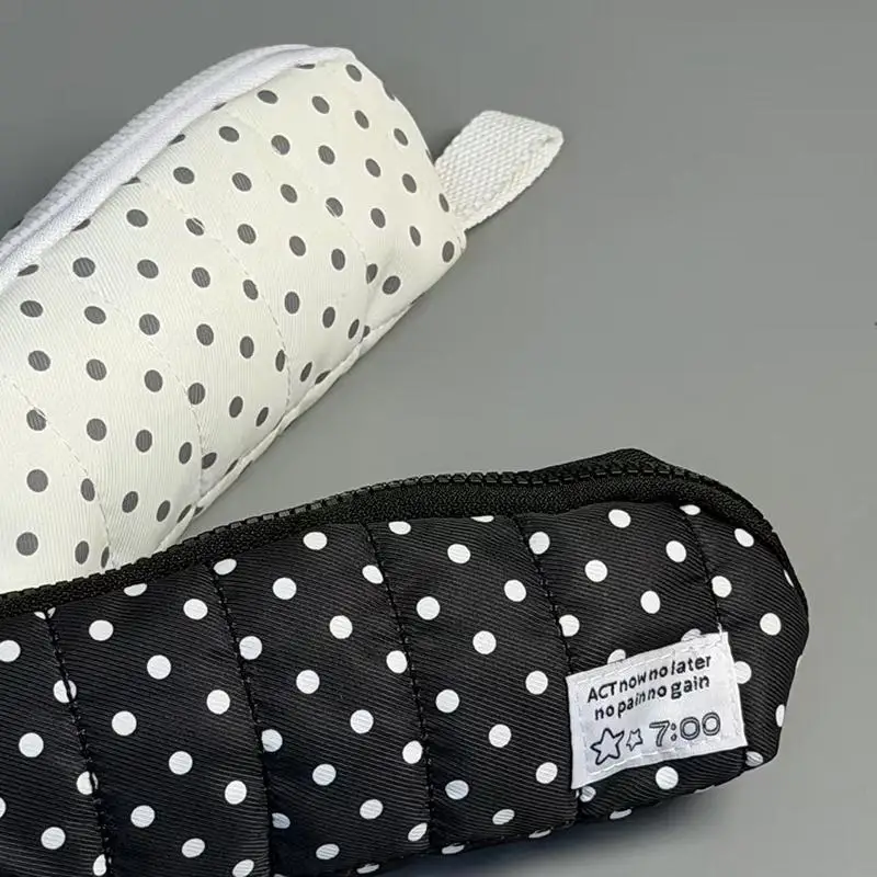 Niedliches Polka-Dot-Federmäppchen mit weich gepolstertem Design und robustem Reißverschluss für Schüler, Büro, Studium und Aufbewahrung von Schreibwaren. – Detail 8