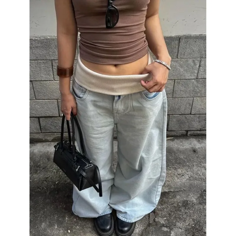 

Jeans Pants For Men Clothing Wide Leg Cotton Long Trousers Pantalon 2026 Ropa Y2K New Fashion Washed Blue Baggy 2000S