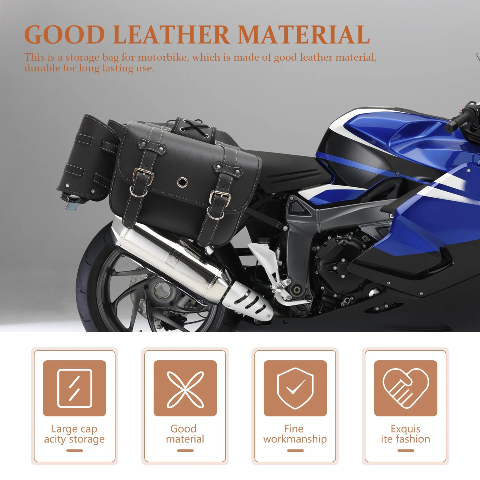 

1Pair Motorcycle Side Pouch Premium Waterproof Bag Multipurpose Tool Holder for Motorbike Car Bicycle Electric Vehicle