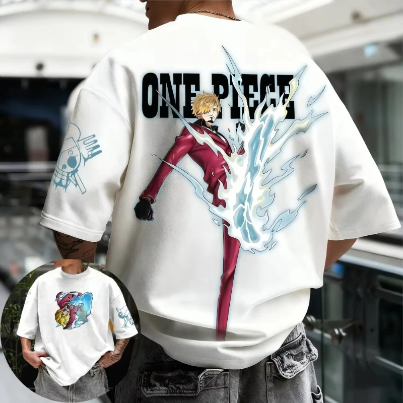 

Футболка унисекс One Piece с ретро-дизайном Винсмоука Санджи, летняя/весенняя, с коротким рукавом, для мальчиков, семейный комплект