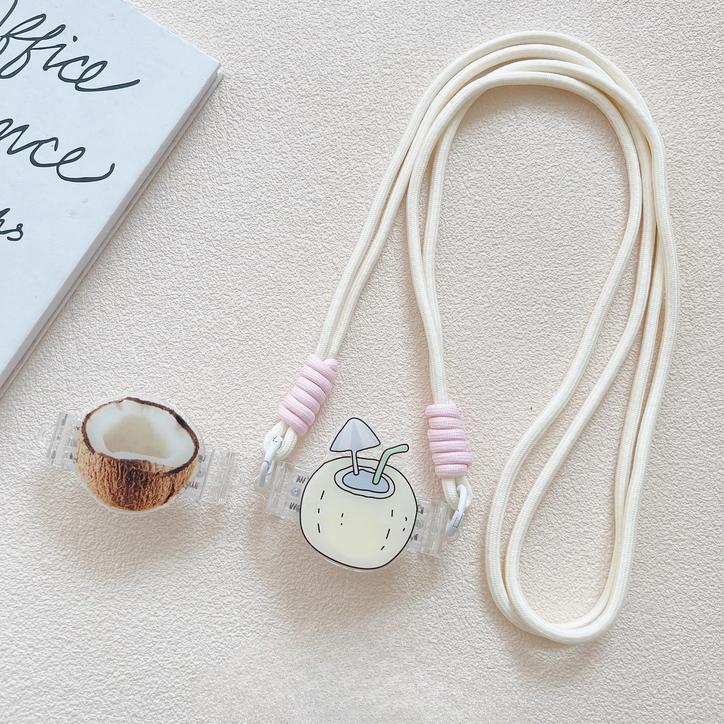 

Новый ремешок с зажимом для телефона в виде кокоса — съемный, уникальный ремешок через плечо/шейный ремешок, креативный анти-потерянный шарм, стильный и модный