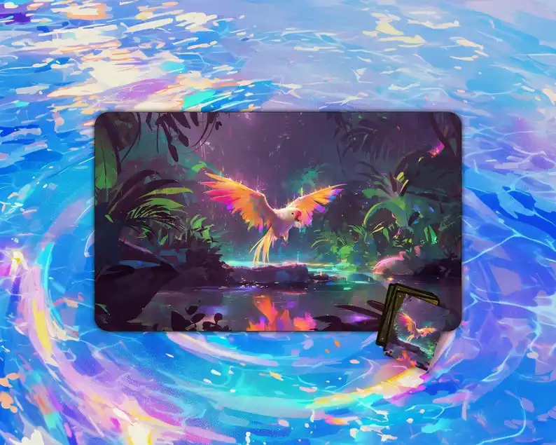 

Playmat Rainforest Rainbow Parrot Kawaii 24 "x 14" Настройка для домашнего офиса Настольные аксессуары Большой настольный ковер Коврик для ноутбука Коврик для мыши