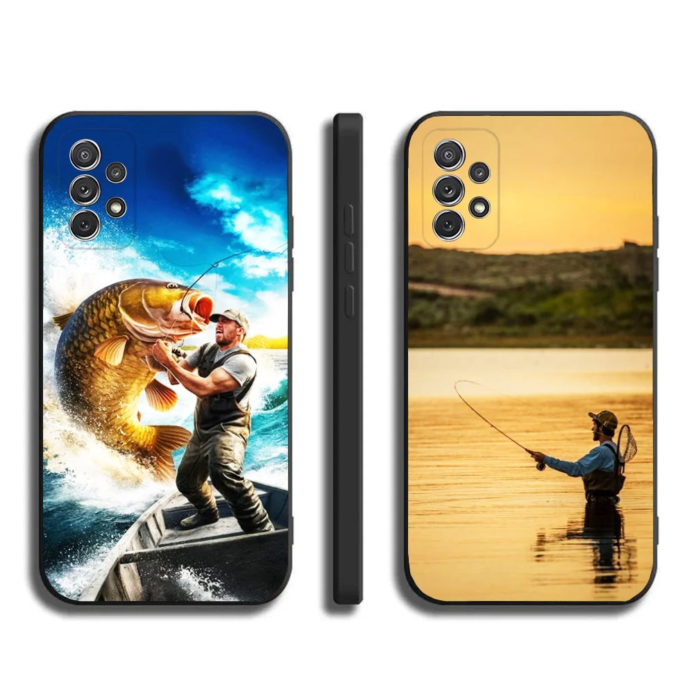 Bass Fishing Lake Fisherman Phone Case For Samsung Galaxy A20,A21s,A22,A31,A32,A52,A53,A72,73,A80,A91Soft Black Cover