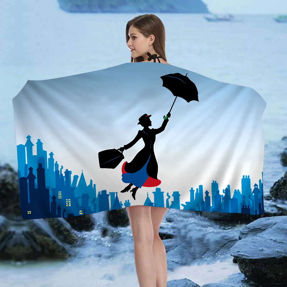 Mary Poppins Beach Towel Cartoon Cute Summer Kids Large Bath Pool Beach Towel Microfiber Absorbent for Swimming Travel