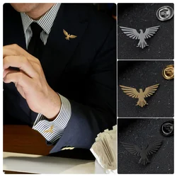 Stainless Steel Eagle Brooch for Men Geometric Animal Pattern Lapel Pin Men's Shirt Badge Personalized Holiday Gift for Dad
