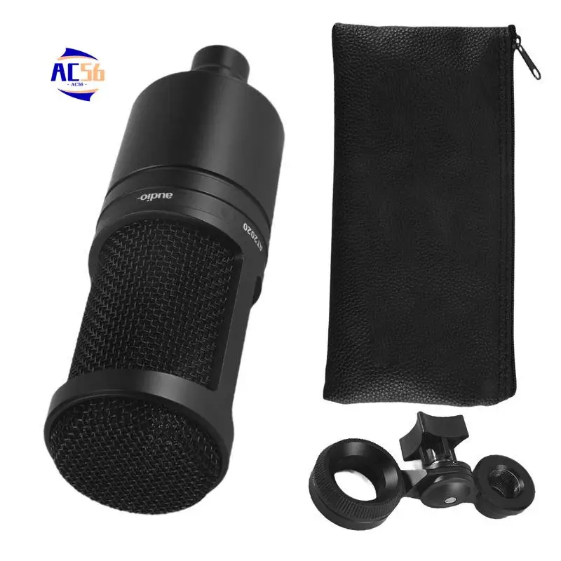 

AC56-1 Set Audio AT2020 Microphone Recording Microphone 20-20000Hz Three Pin XLRM Male Microphone For Recording Anchor Karaoke M