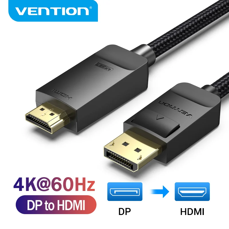 Vention-Cable DisplayPort a HDMI, 4K, 60Hz, DP a HDMI, puerto de pantalla macho a HDMI, adaptador macho para proyector HDTV DP a HDMI