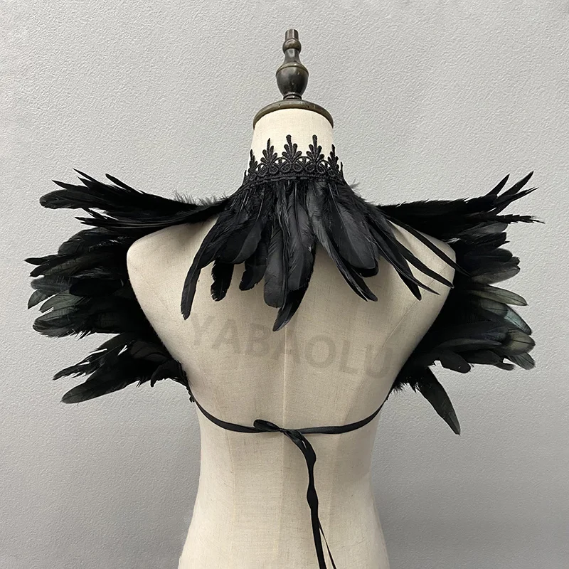 Hochzeits feier Schal Truthahn Schals Kleid Umhang weißen Schal y2k Cosplay Feder Halloween Snood Kinder Gothic Style Frauen Fell – Detail 34